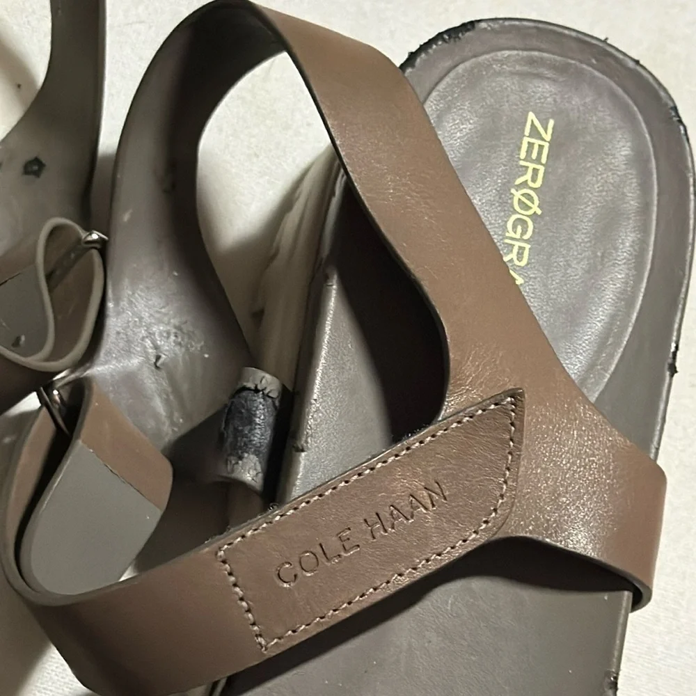 Cole Haan Zero‎ Grand python print crossed front leather comfort sandals Sz 10